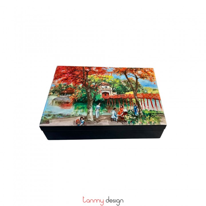 Rectangle lacquer box with the scenery 23*16*H8 cm ( different designs )